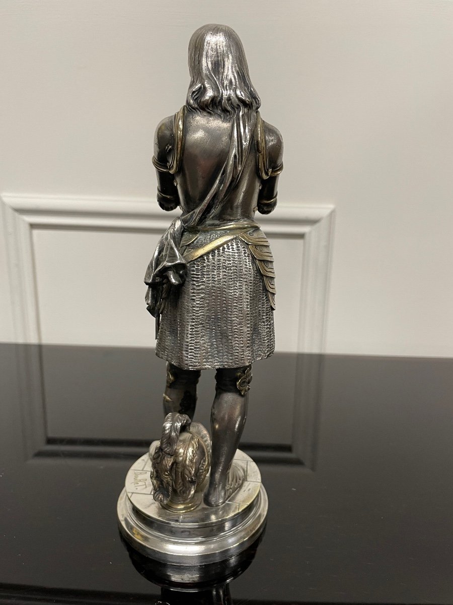 Eutrope Bouret (1833-1906) - Joan Of Arc In Silver Bronze Armor-photo-4